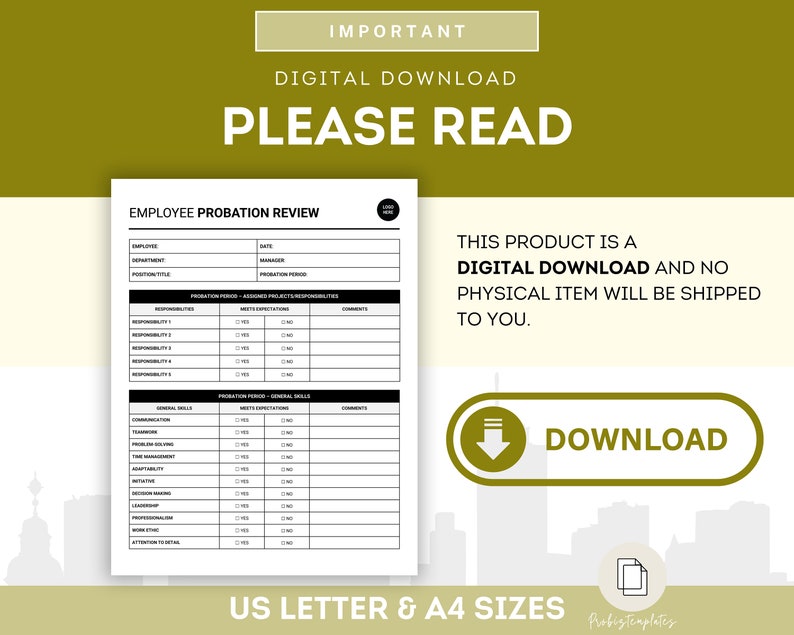 Employee Probation Review Template Employee Performance Review