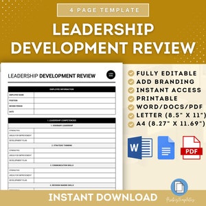 Employee Leadership Development Review Template, Employee Goals Development Template, Employee Development Plan, Leadership Performance Plan