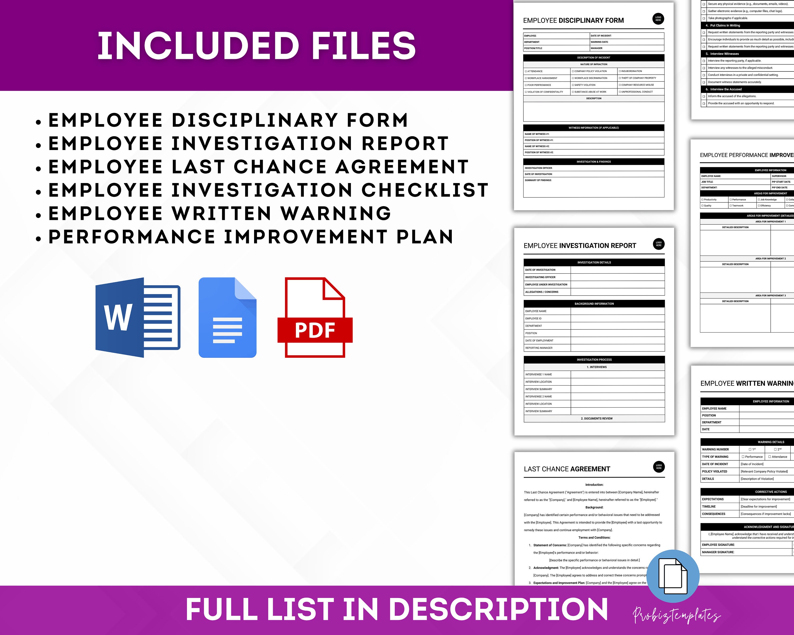 Employee Discipline Forms Bundle, Employee Behavior Conduct Bundle ...