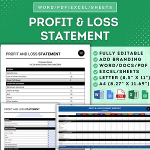 Profit & Loss Statement Template, Income Statement Template, Expense Report Template, Financial Statement Template, Net Income Calculator