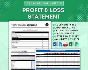 Profit & Loss Statement Template, Income Statement Template, Expense Report Template, Financial Statement Template, Net Income Calculator