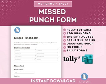 Formulario en línea de marcación perdida, formulario de corrección de marcación de tiempo del empleado, informe de discrepancia de cronometraje, formulario de entrada de reloj de hora perdida, recuento de formularios MS