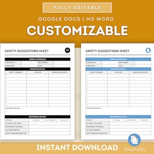 Workplace Safety Suggestions Sheet Template, Workplace Safety ...