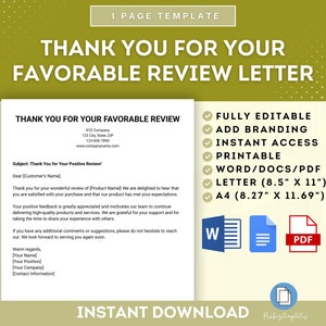Gracias por su carta de revisión favorable, agradecimiento por la revisión positiva, reconocimiento de elogios del cliente, comentarios favorables, gracias por responder