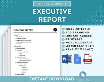 Executive Report Template, Management Report, Executive Summary Template, Business Report Template