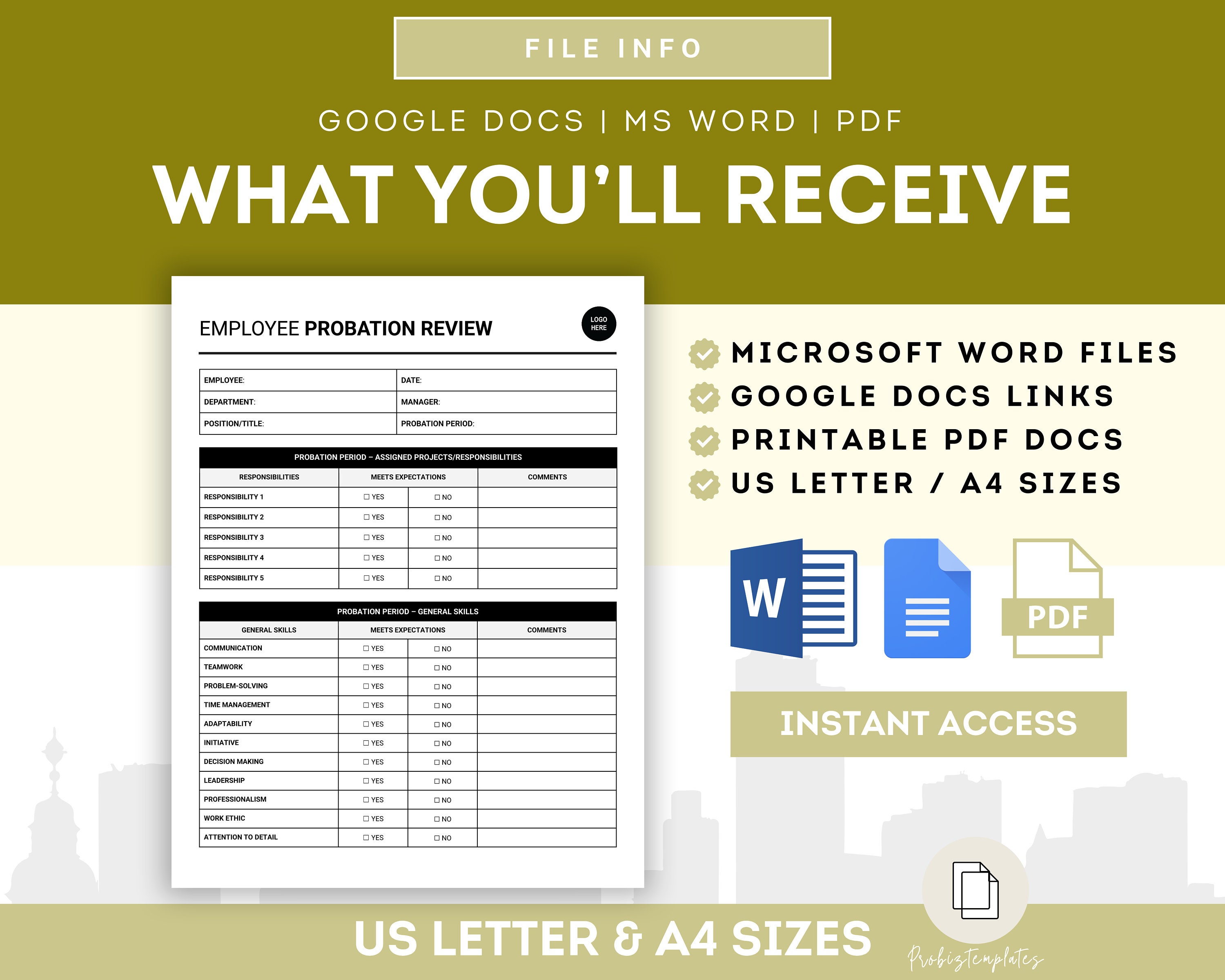 Employee Probation Review Template Employee Performance Review