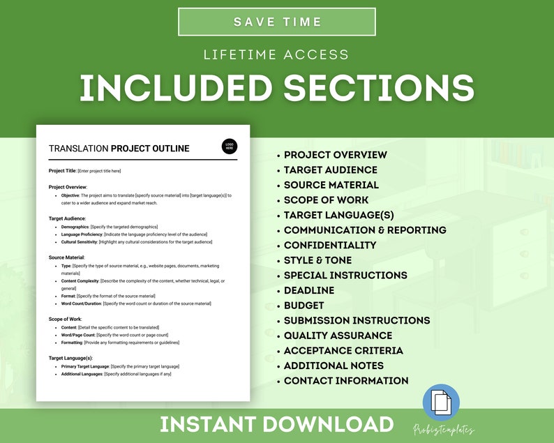 Translation Project Outline Template, Freelance Translator Language ...