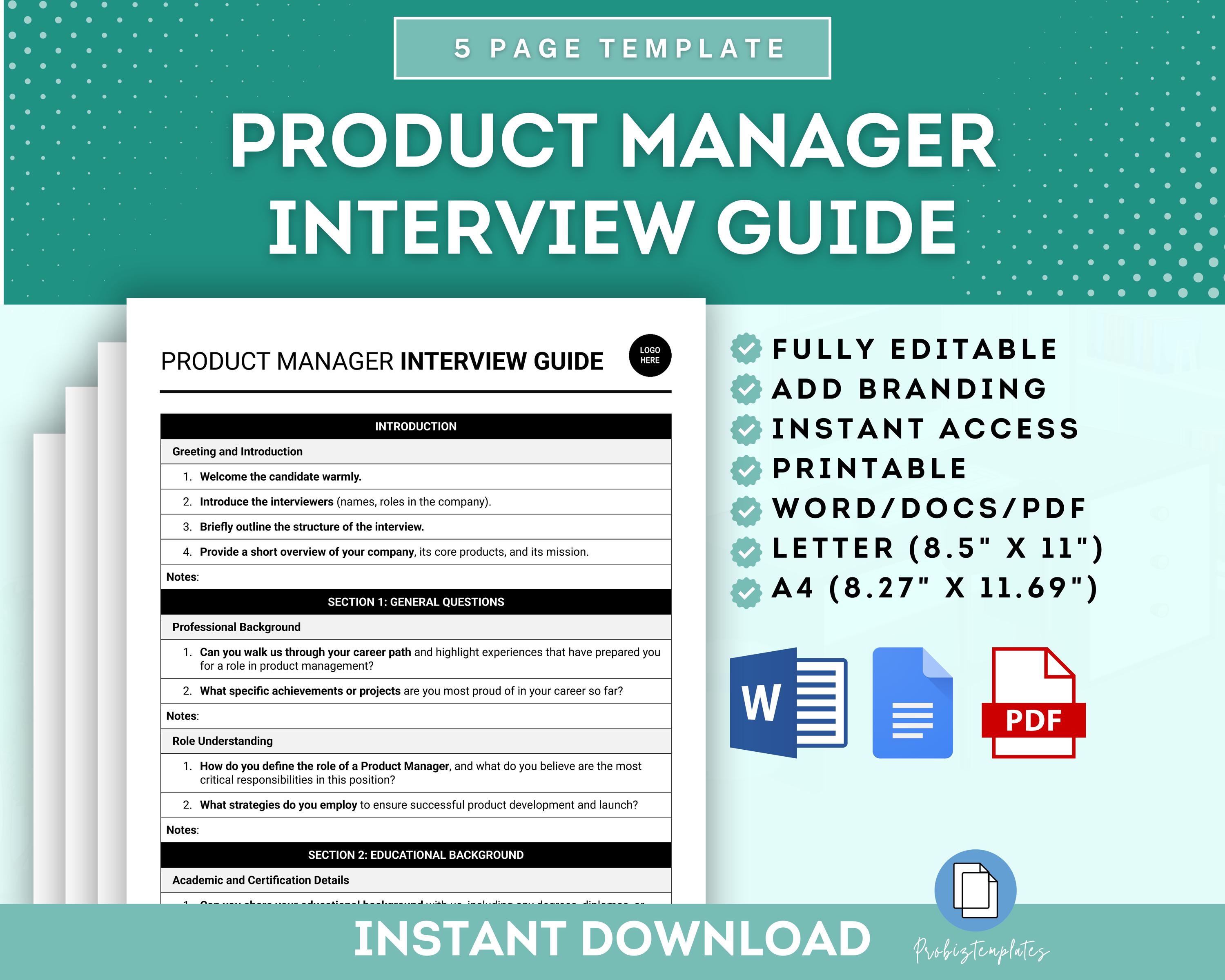 Product Manager Interview Guide Template, Senior Product Manager ...