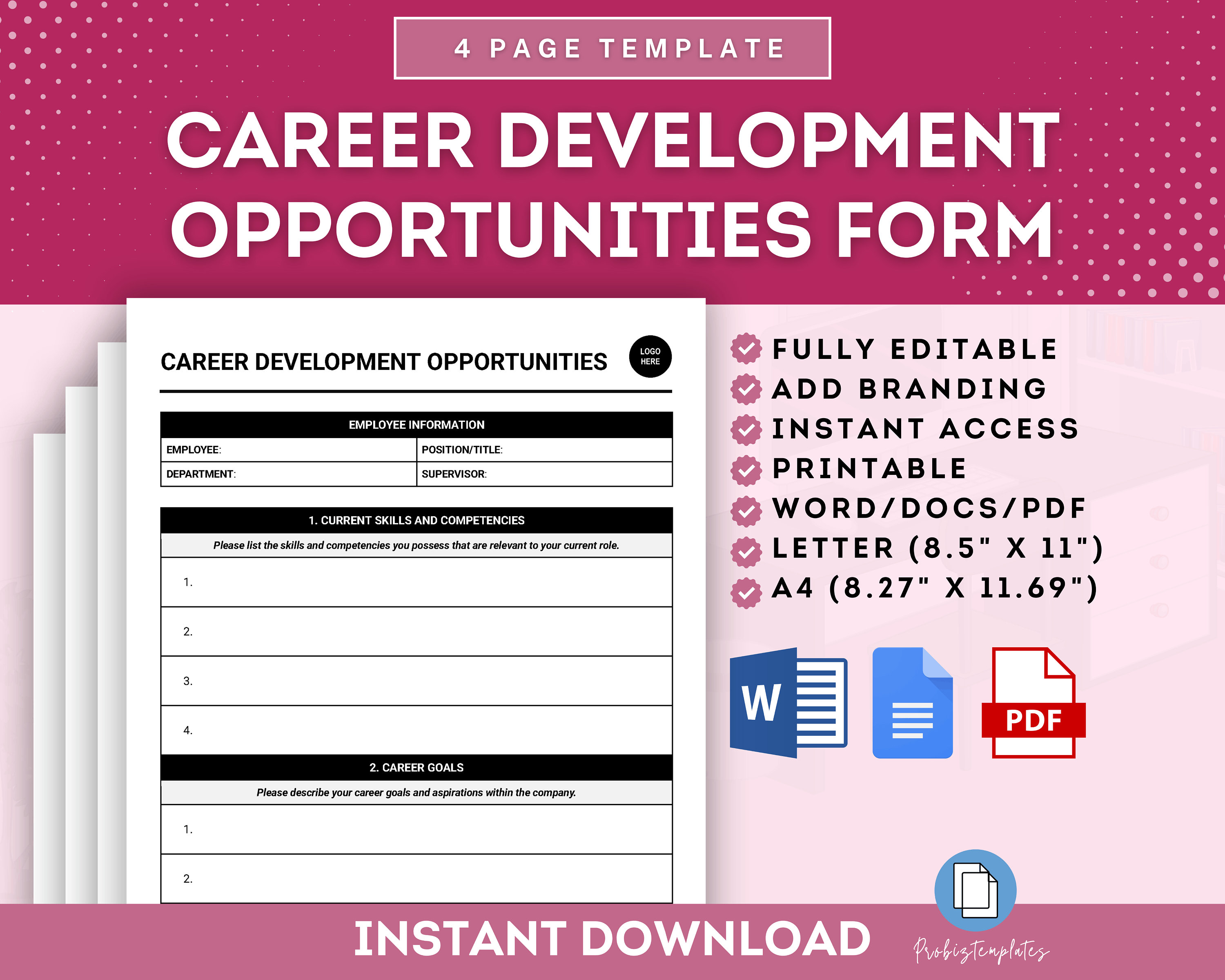 Career Development Opportunities Form, Career Advancement Opportunities ...