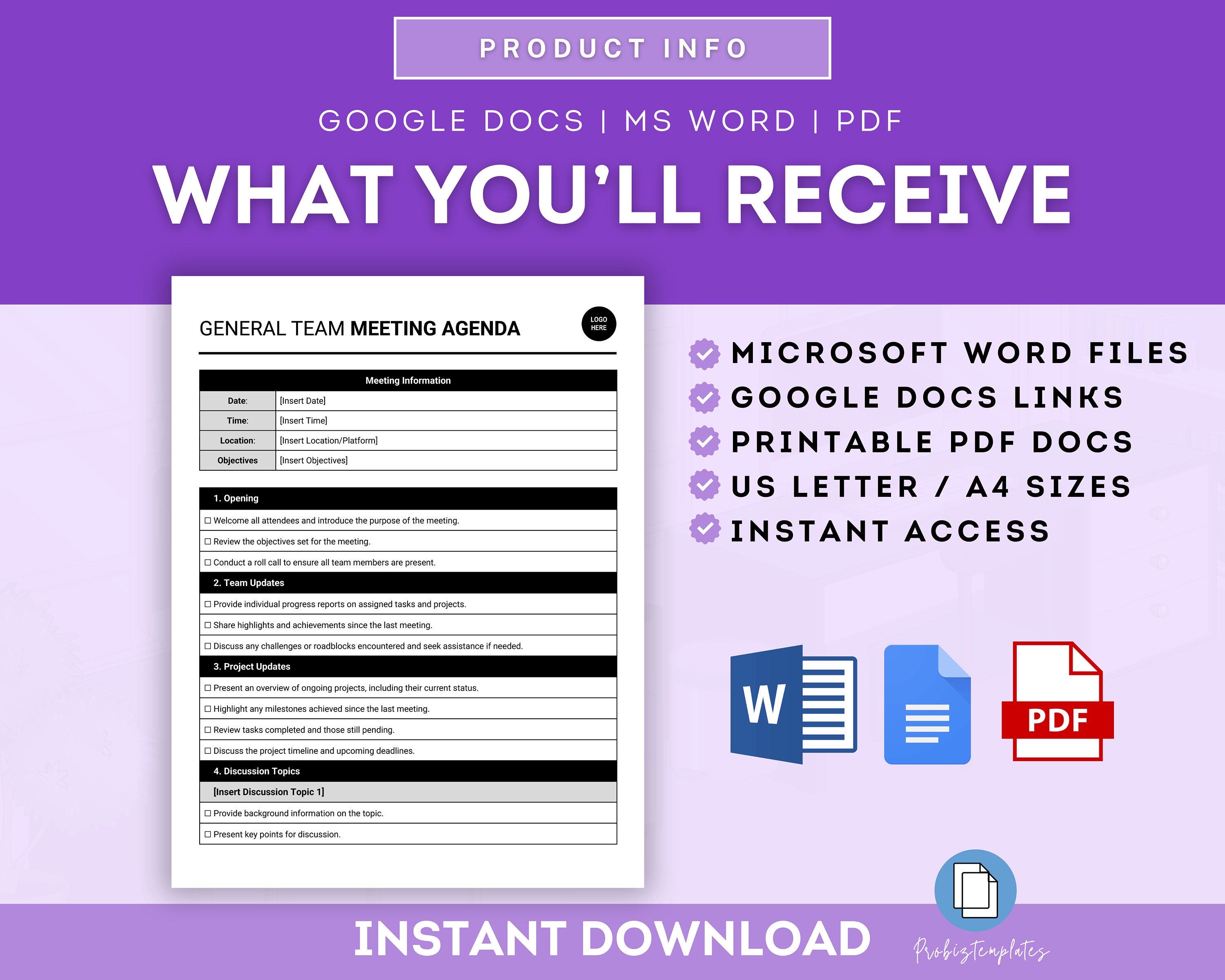 General Team Meeting Agenda Template, Manager Meeting Agenda Outline ...