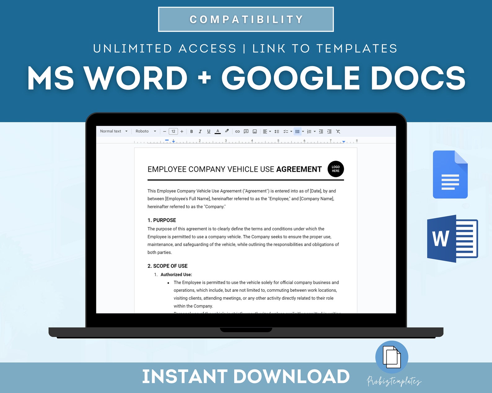 Employee Company Vehicle Use Agreement Template, Company Car Use Policy ...