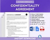 Confidentiality Agreement Template, NDA Template, Non-Disclosure Agreement, Confidentiality Contract, Business Confidentiality Agreement
