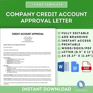 Plantilla de carta de aprobación de cuenta de crédito de la empresa, aprobación de crédito comercial, confirmación de cuenta de crédito, carta de confirmación de crédito de la empresa