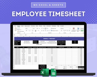 Employee Biweekly & Weekly Timesheet, Work Hours Record, Staff Hours Tracker, Employee Time Record, Time Allocation Sheet, Employee Schedule