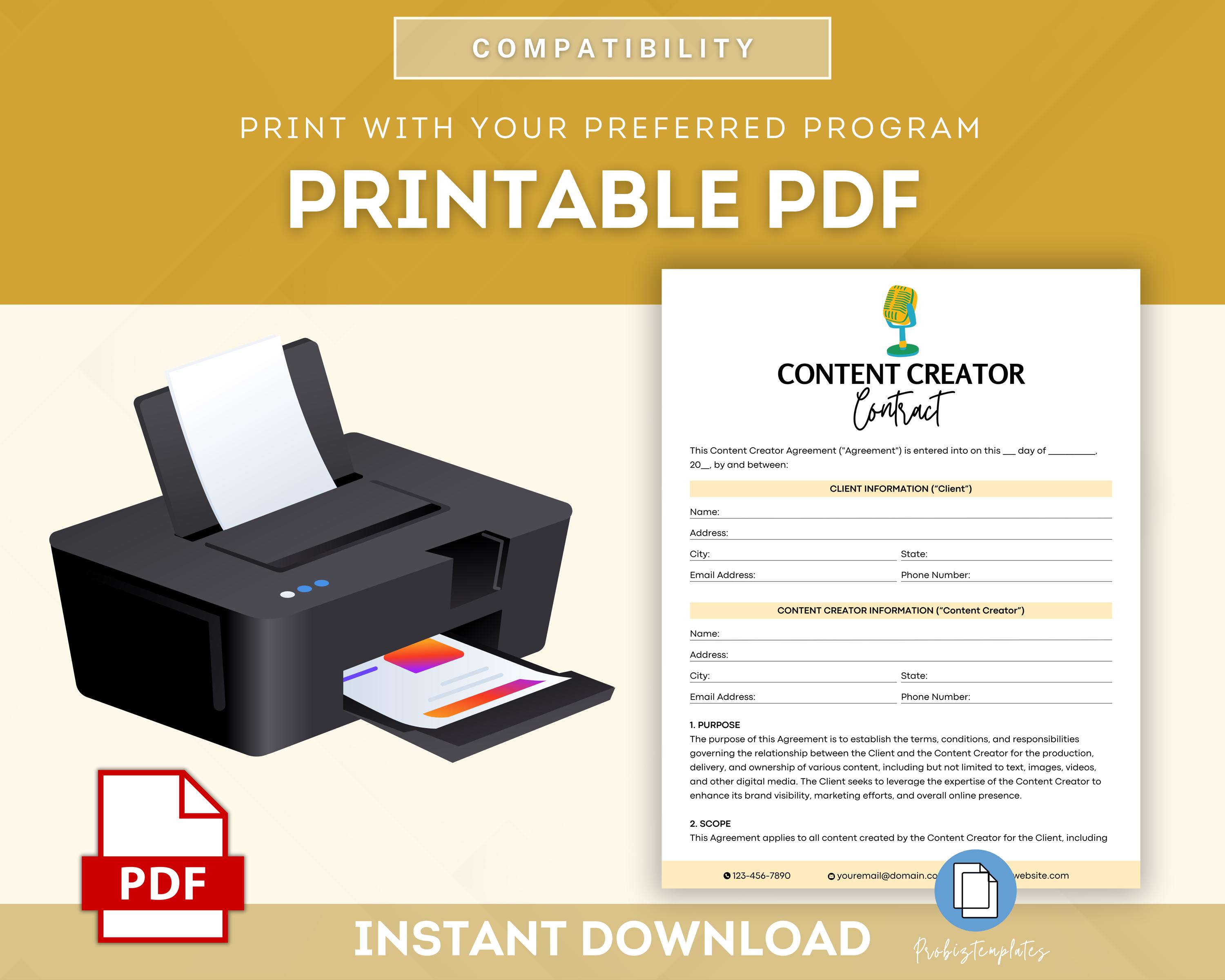 Picture of Content Creator Contract Bundle, Influencer Agreement Template, Social ...
