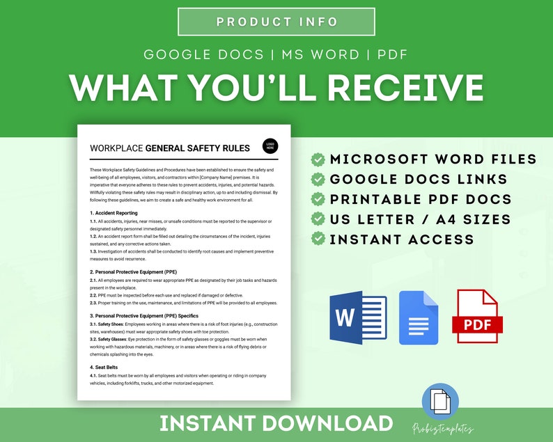 Workplace General Safety Rules Template Workplace Safety Guidelines