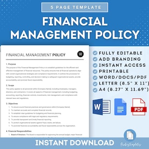 Financial Management Policy Template, Company Financial Policy, Financial Control Guidelines, Corporate Financial Management Procedures