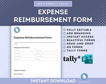 Employee Expense Reimbursement Online Form, Employee Expense Claim Form, Expense Reimbursement Request, Expense Report Form, MS Forms Tally