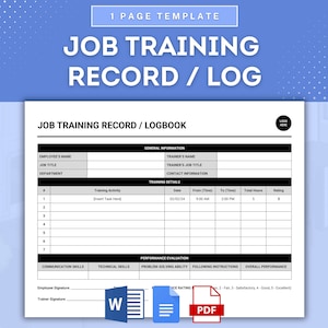 Job Training Record Template, Employee Training Progress Tracker, HR Skills Development Log, Training Milestones Record, New Hire Training