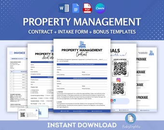 Property Management Contract Bundle, Rental Property Agreement Template, Landlord Tenant Contract, Home Rental Contract, Client Intake Form