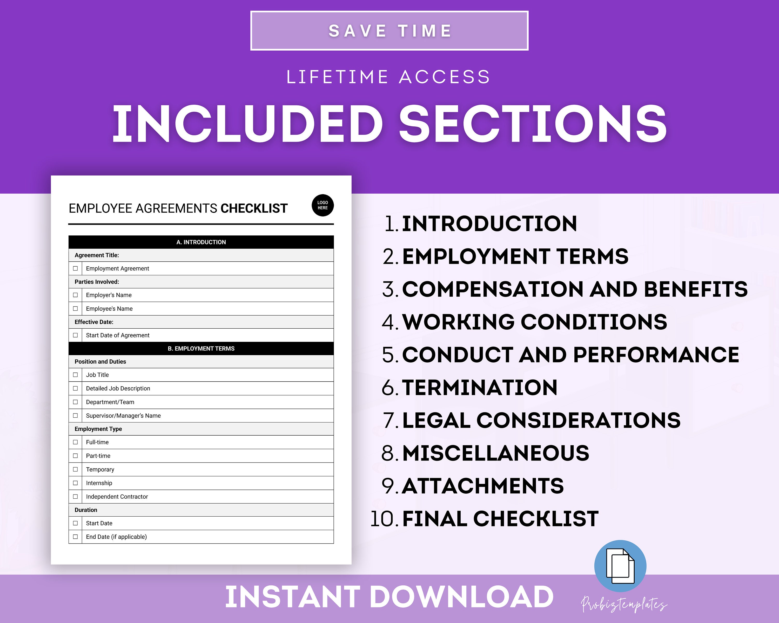 Employee Agreements Checklist Template, Employment Agreements Checklist ...