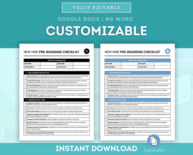 New Hire Pre-boarding Checklist, New Staff Pre-boarding Checklist ...