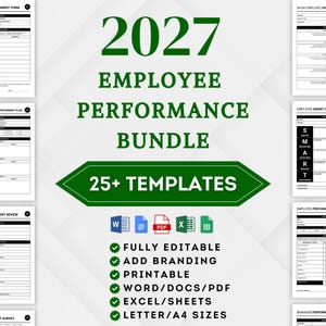 Employee Performance Bundle, Performance Review, Improvement Plan, PIP, Employee Staff Evaluation Forms, Employee Goals, HR Forms Bundle