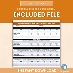 Work Rate Problem Chart Workers' Compensation Rates and Cost Calculator Template, Employee ...