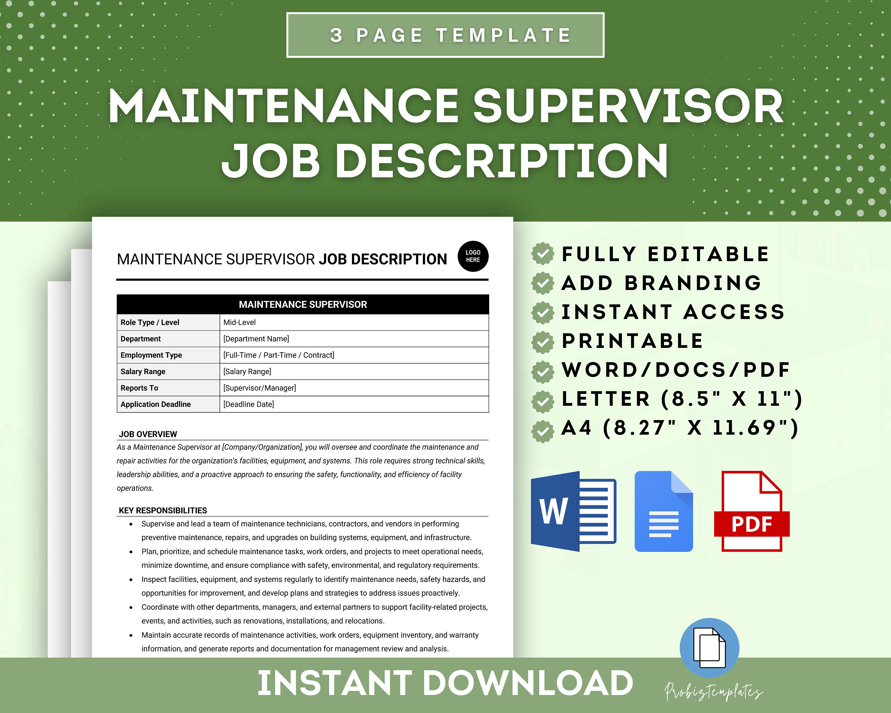 Maintenance Supervisor Job Description Template, Facilities Maintenance ...