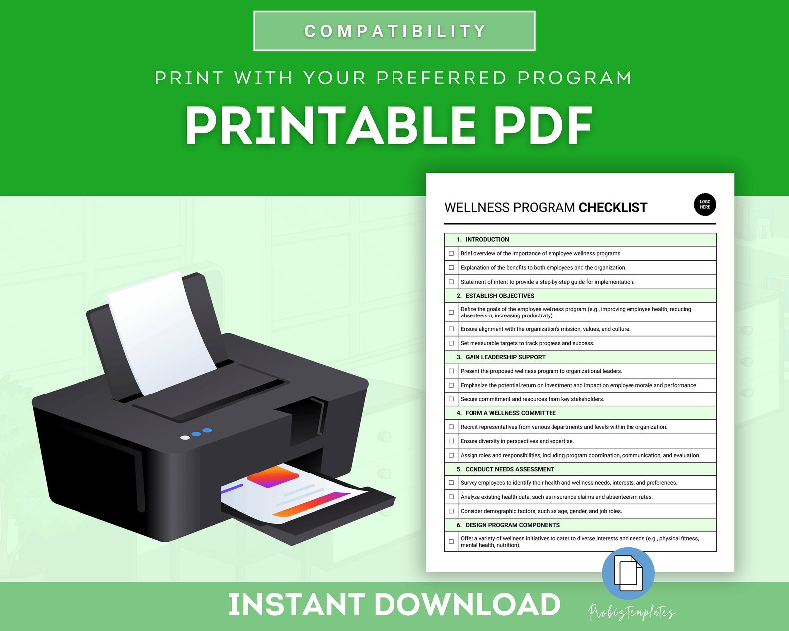 Employee Wellness Program Checklist Template, Workforce Health and ...