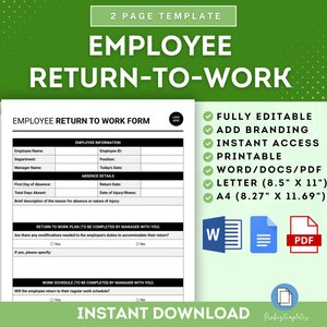 Plantilla de formulario de regreso al trabajo del empleado, formulario de regreso al trabajo, formulario de regreso al trabajo, formulario de regreso a la oficina, plantilla de formulario de reincorporación del empleado