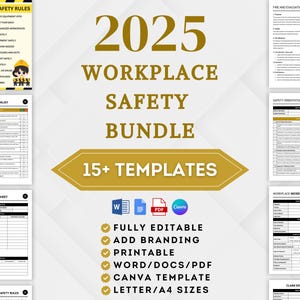 Paquete de seguridad en el trabajo, Paquete de seguridad para empleados, Paquete de bienestar para empleados, Estándares de seguridad en el trabajo, Listas de verificación de seguridad, Políticas de seguridad