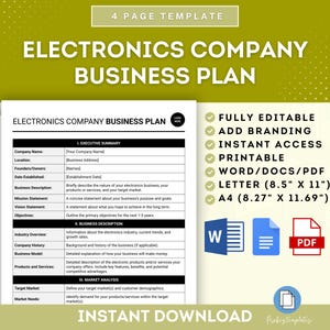 Electronics Company Business Plan Template, Electronics Business Strategy, Electronic Goods Business Plan, Electronics Startup Plan Template