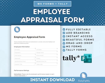 Employee Appraisal Online Form, Employee Performance Evaluation Form, Staff Assessment Template, Staff Performance Review, MS Forms & Tally