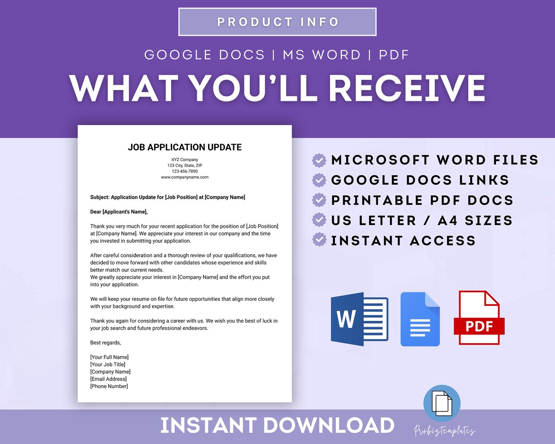 Updater Application Example Job Application Update Letter Template, Job Application Rejection ...