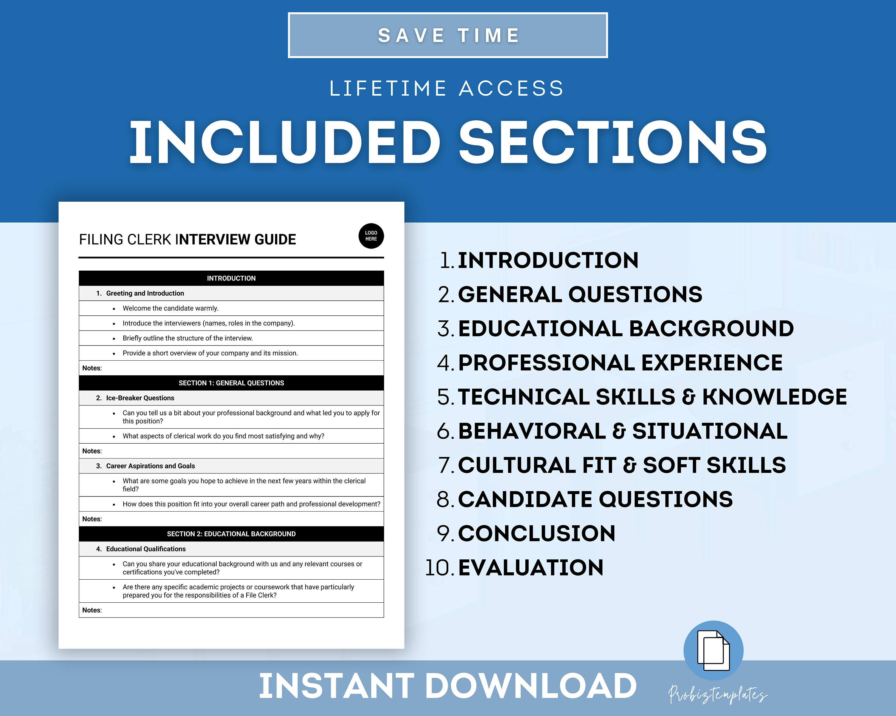 Filing Clerk Interview Guide Template, Filing Clerk Interview Questions ...