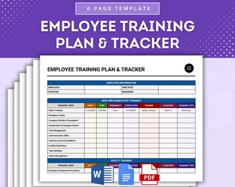 Employee Training Plan And Tracker Template For Microsoft Word & Google Docs, Staff Development Monitoring Tool, Workforce Training Plan