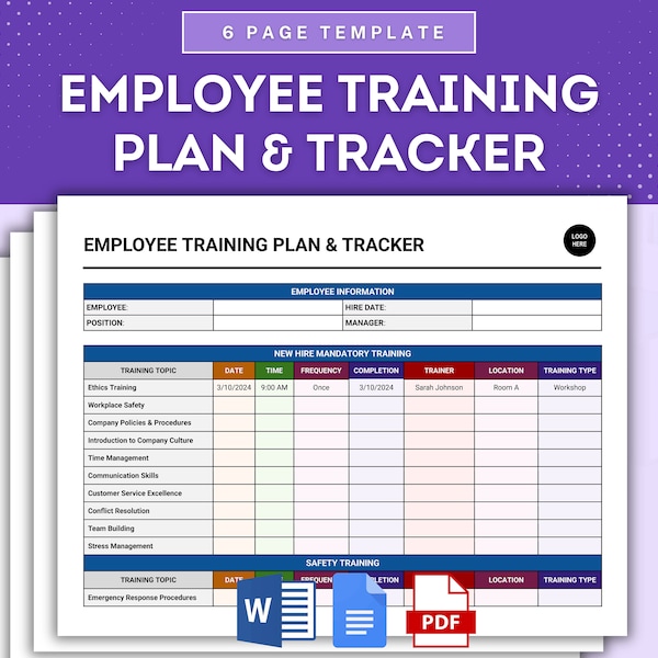 Employee Development Word Template Etsy