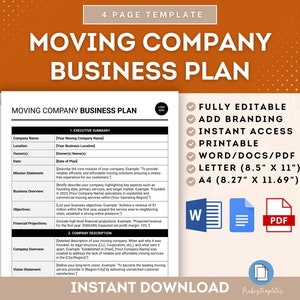 Moving Company Business Plan Template, Relocation Services Business ...