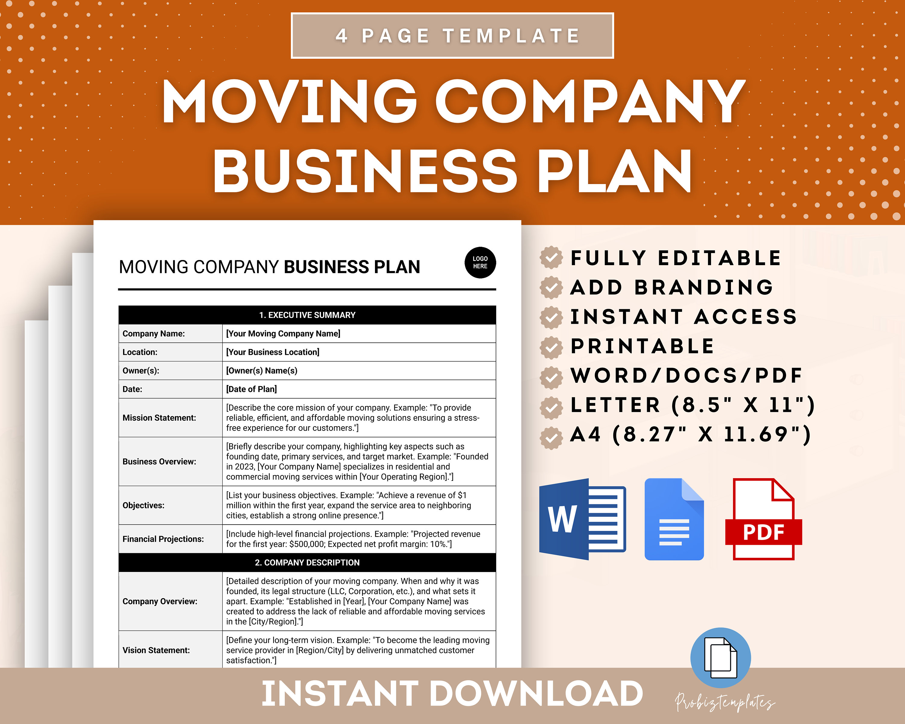 Image 7 for Moving Company Business Plan Template