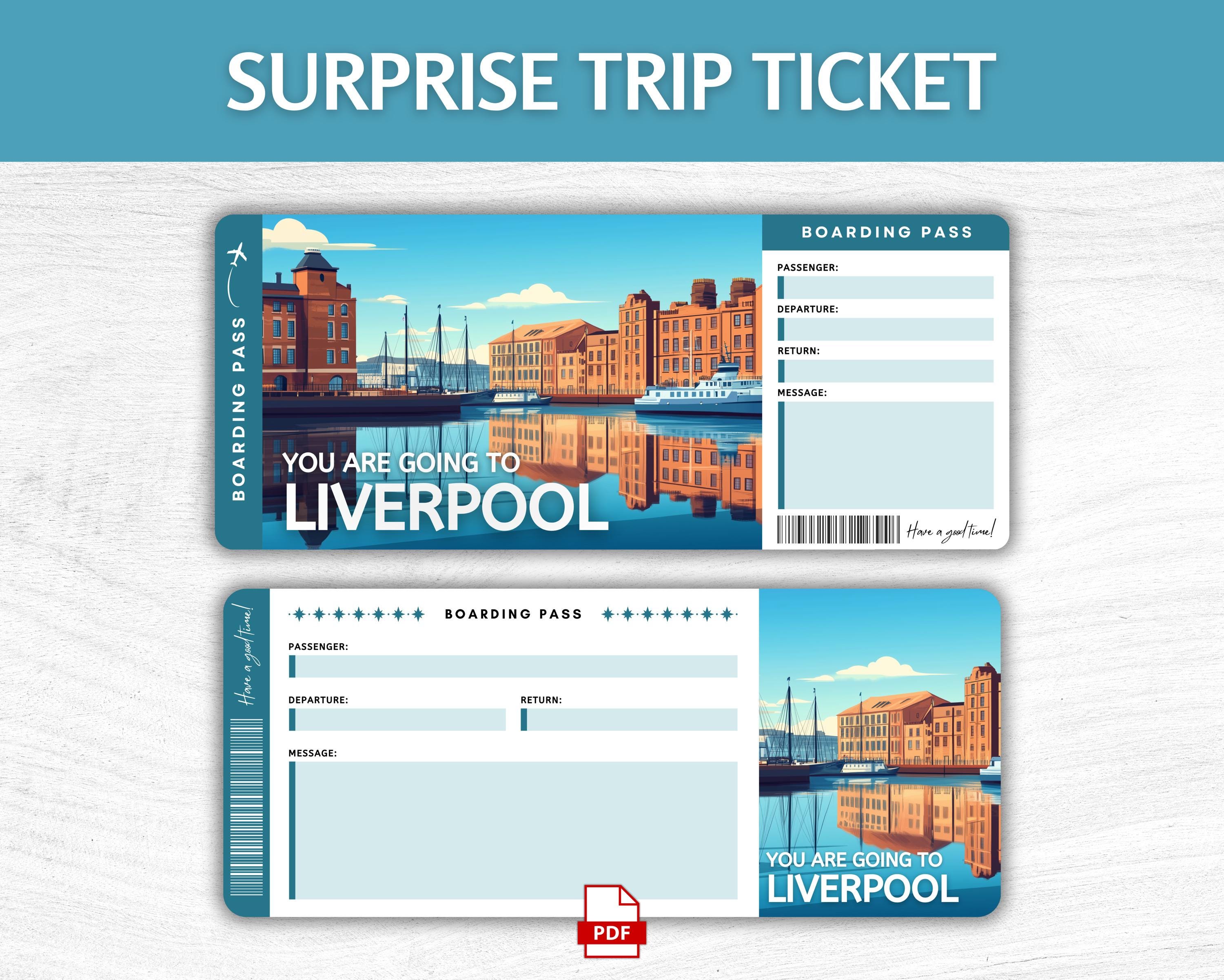 Printable Liverpool Surprise Gift Ticket, Editable England Boarding Pass,  Printable Liverpool Vacation Boarding Pass, UK Trip Gift Ticket - Etsy