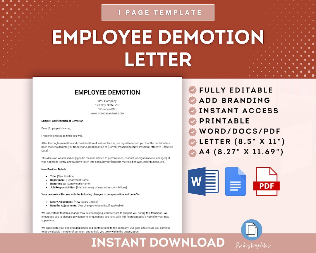 Employee Demotion Letter Template Job Demotion Notice Employee Role Employee Demotion Letter Template Job Demotion Notice Employee Role