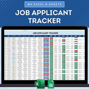 Job Applicant Tracker, Applicant Tracking Tool, Recruitment Applicant Tracker, HR Applicant Tracking System Google Sheets & Microsoft Excel