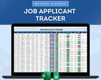 Job Applicant Tracker, Applicant Tracking Tool, Recruitment Applicant Tracker, HR Applicant Tracking System Google Sheets & Microsoft Excel