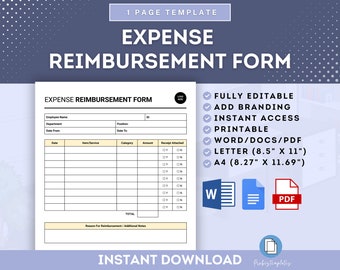 Employee Expense Reimbursement Form, Employee Expense Claim Form, Expense Reimbursement Request Form, Employee Expense Report Form
