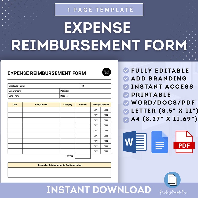 Forms for Reimbursement Etsy Forms for Reimbursement Etsy