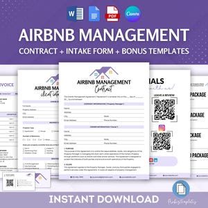 Airbnb Property Management Contract Bundle, Rental Management Agreement Template, Airbnb Services Contract Template, Client Intake Form