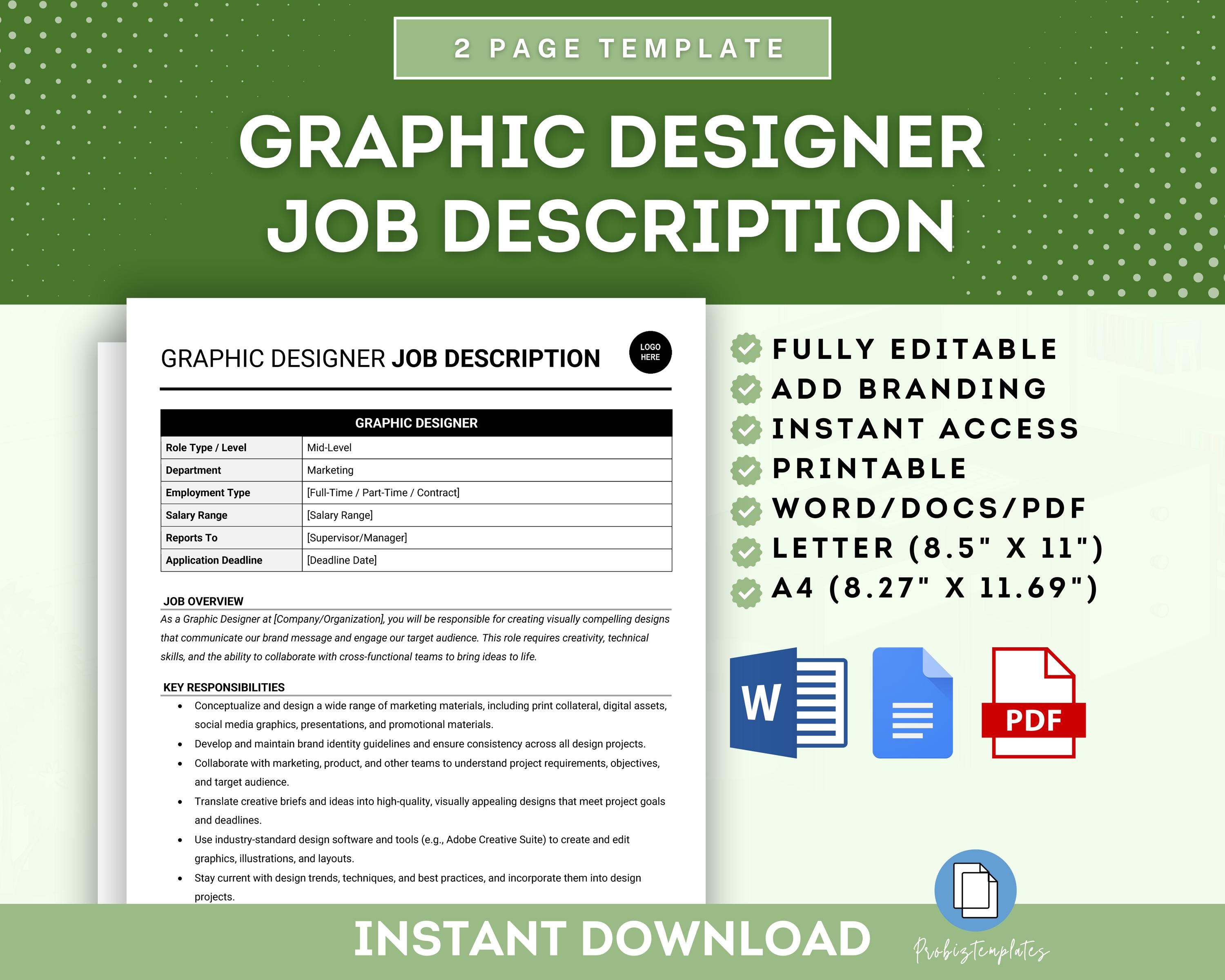 Graphic Designer Job Description Template, Creative Designer Job ...