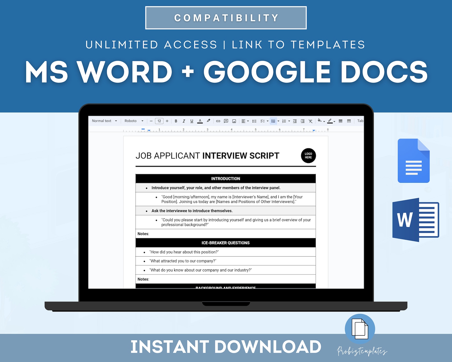 Job Applicant Interview Script Template, Interview Questions Script ...
