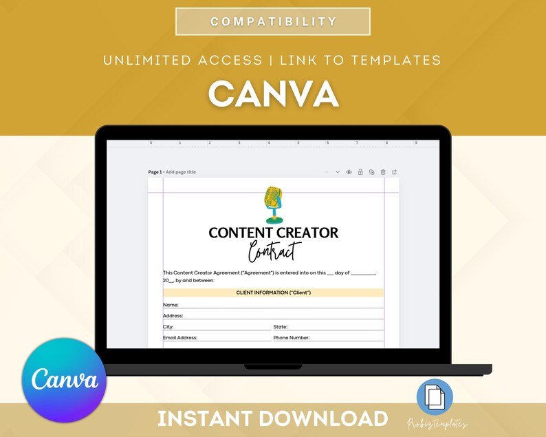 Content Creator Contract Bundle, Influencer Agreement Template, Social